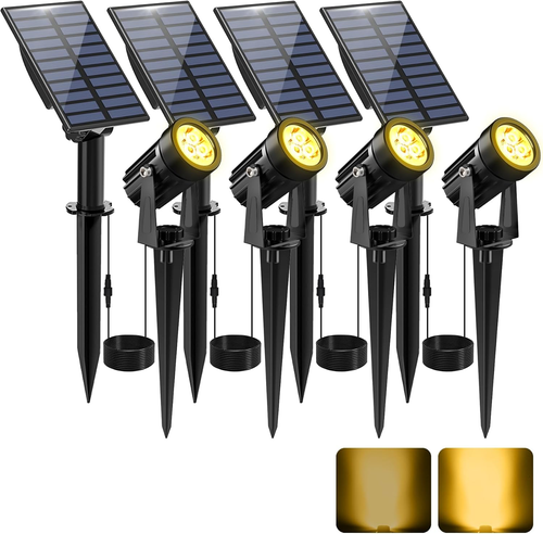 Solar Spot Lights Outdoor, Solar Landscape Spotlights IP65 Waterproof 9.8Ft Cabl - Picture 9 of 12