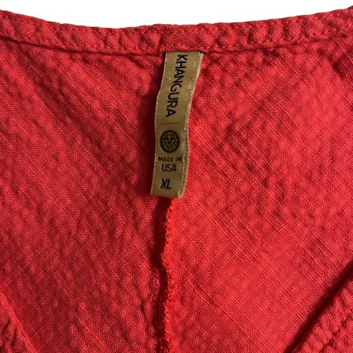 Khangura XL Linen Dress Made in USA NWT Pleated Rouge US Size 16-18 - Picture 5 of 7