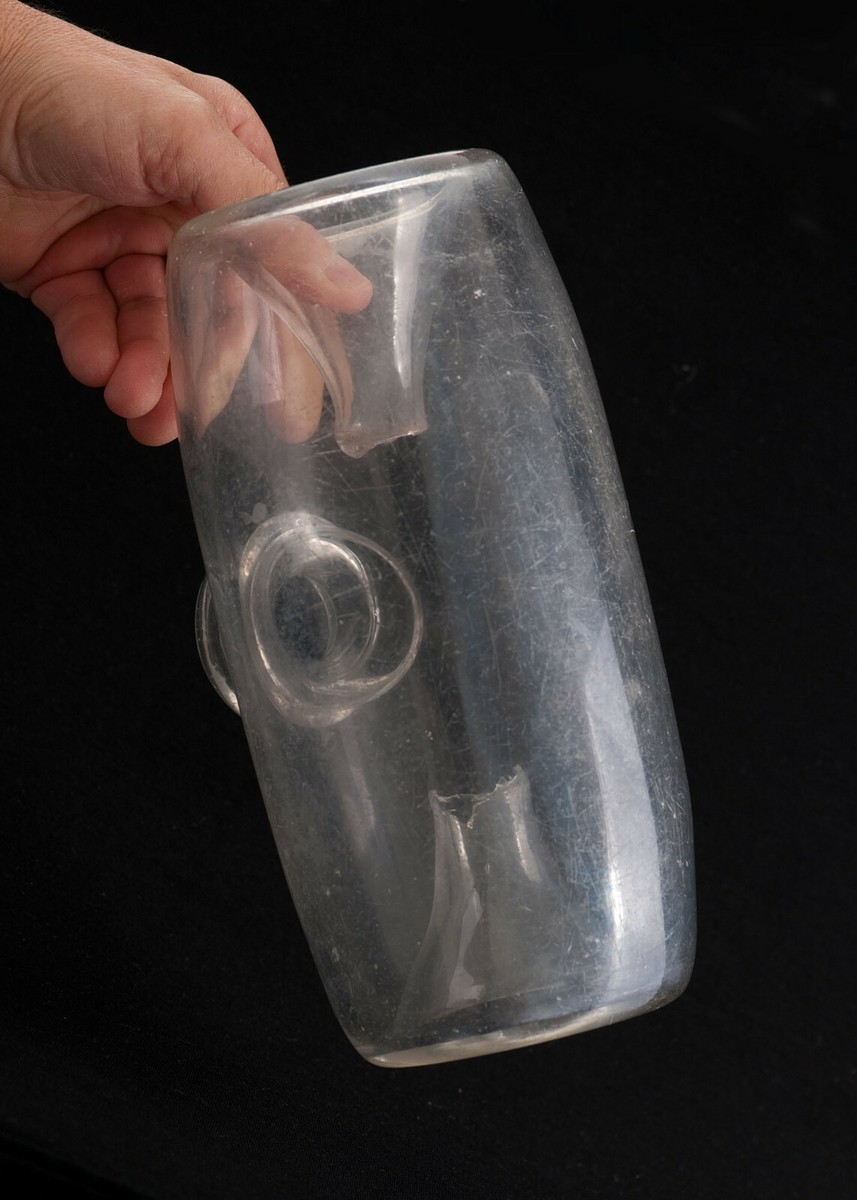 Bouteille à vairons verre souflé pêche poisson ruisseau XIXème siècle