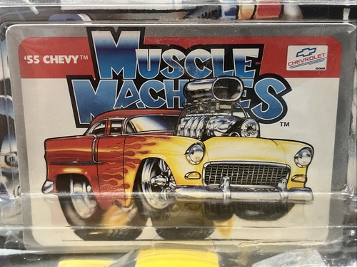 2001 MUSCLE MACHINES 1955 CHEVY 1:64 DIE CAST '55 CHEVY YELLOW COLLECTIBLE - Picture 9 of 9