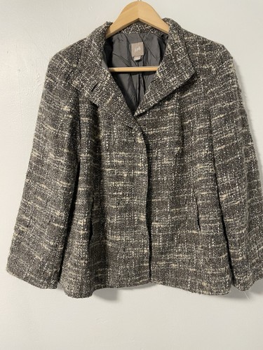 J. Jill grau beige Wollmischung Tweed Damen Swing Jacke Damen M - Bild 1 von 10