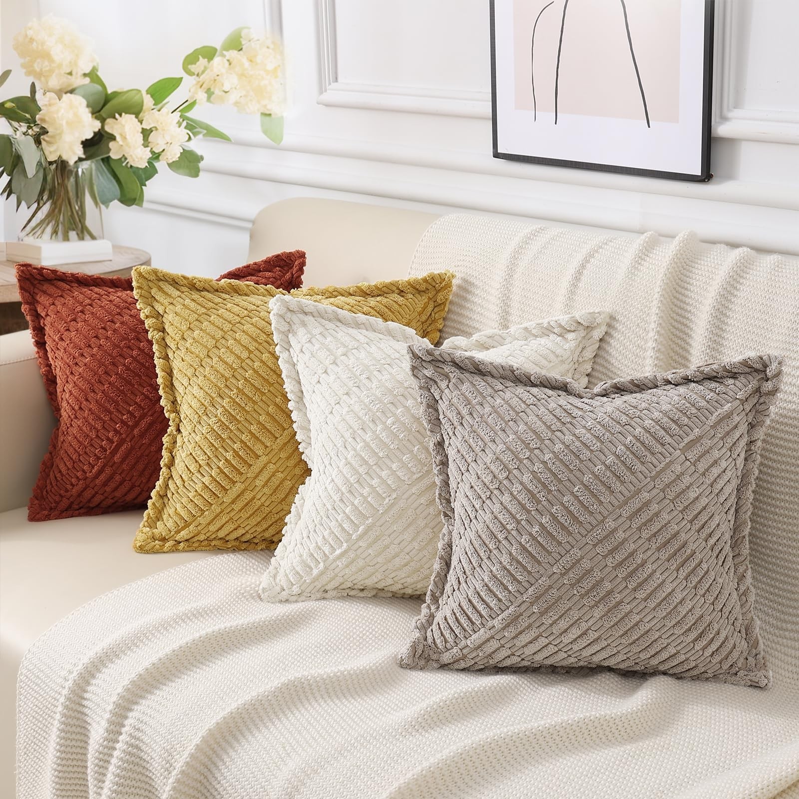 decorUhome Decorative Mustard Yellow Fall Throw Pillow Covers 24x24 Set of 2 ...