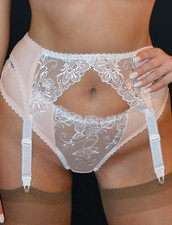 Delicate rose garter belt pink/peach with white lace