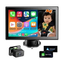 LAMTTO Baby Car Monitor with 7" Split Screen, Wireless CarPlay & An... Fast Ship