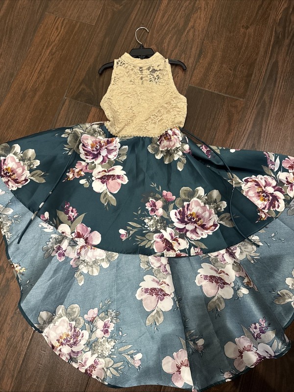 Girls Xtraordinary Hi-Low Dress Formal Black And White Floral Size 7, Flawless!