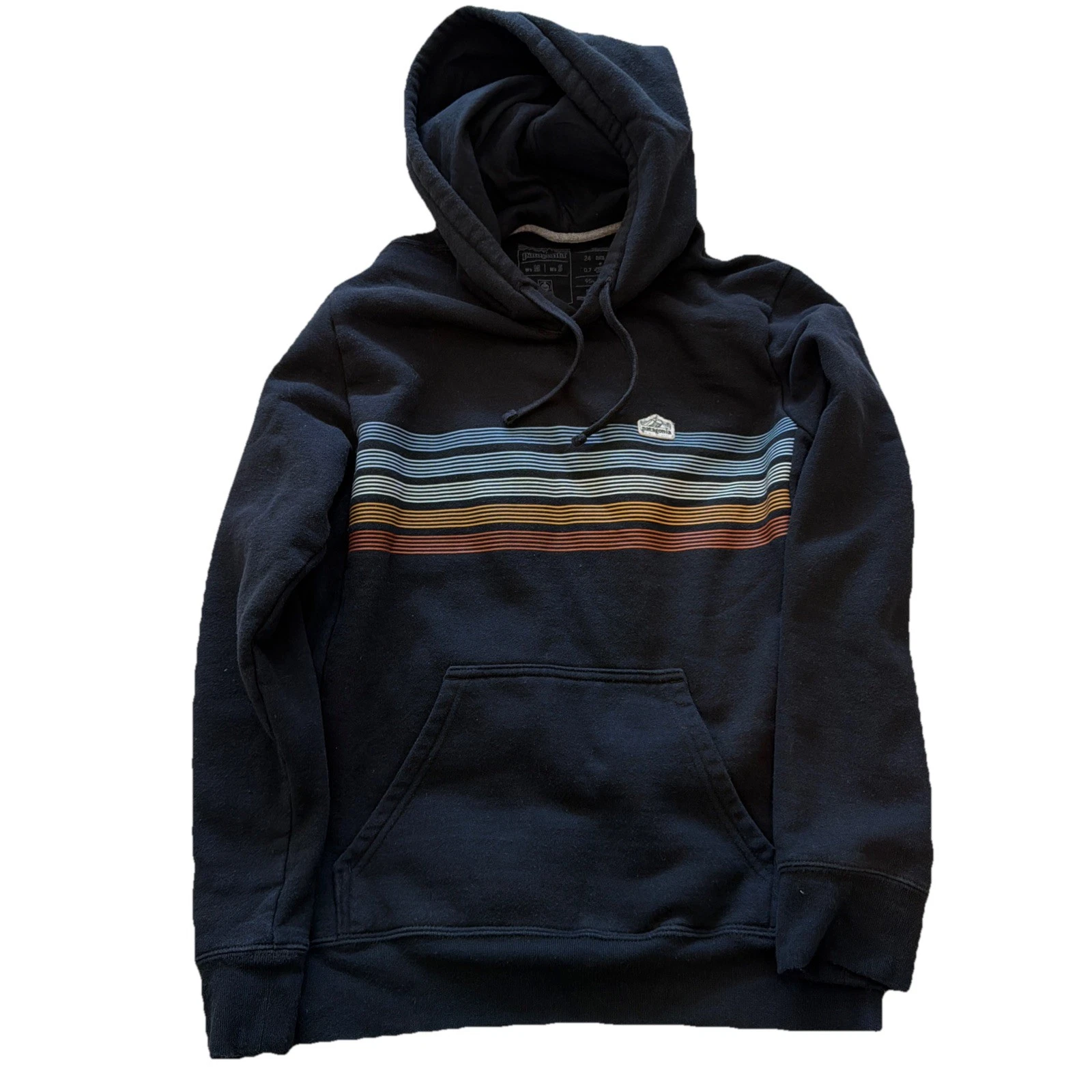 Patagonia Hoodie Sweatshirt Mens S Black Striped Uprisal Casual Outdoors Logo