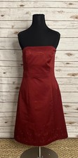 Ann Taylor classic romantic burgundy strapless A-line midi dress Size 2