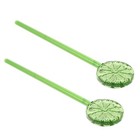 2pcs Glass Swizzle Sticks For Cocktails Drinks - Lemon Shape Drink