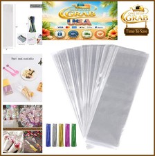 Cellophane Bags 3x11 Inch 300 Pack Clear Treat Bags with Twist Ties for