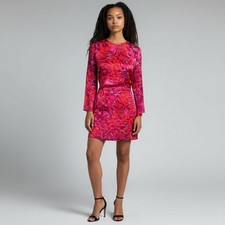 Adam Lippes Long Sleeve Dress Tropical Bright Print Cut Out Back Size 2