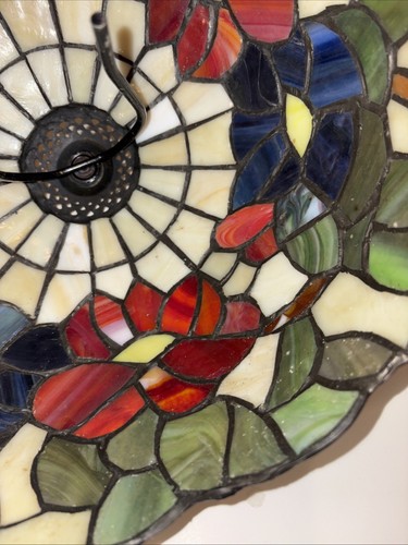 Vintage Tiffany Style Stained Glass Lamp Shade 12" Diameter - Picture 18 of 22