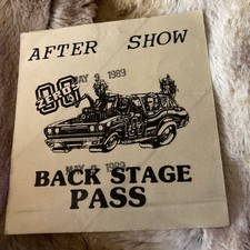 Back Stage Pass De Colección DOBLE O CEROS PARCHE GLAM METAL/PUNK BANDA, 9 de mayo de 1989, Aftshow