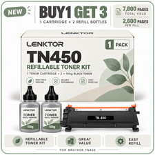 TN450 Refillable Toner 1PK BK With Chip for HL-2250DN MFC-7460DN HL-2270DW 1pack