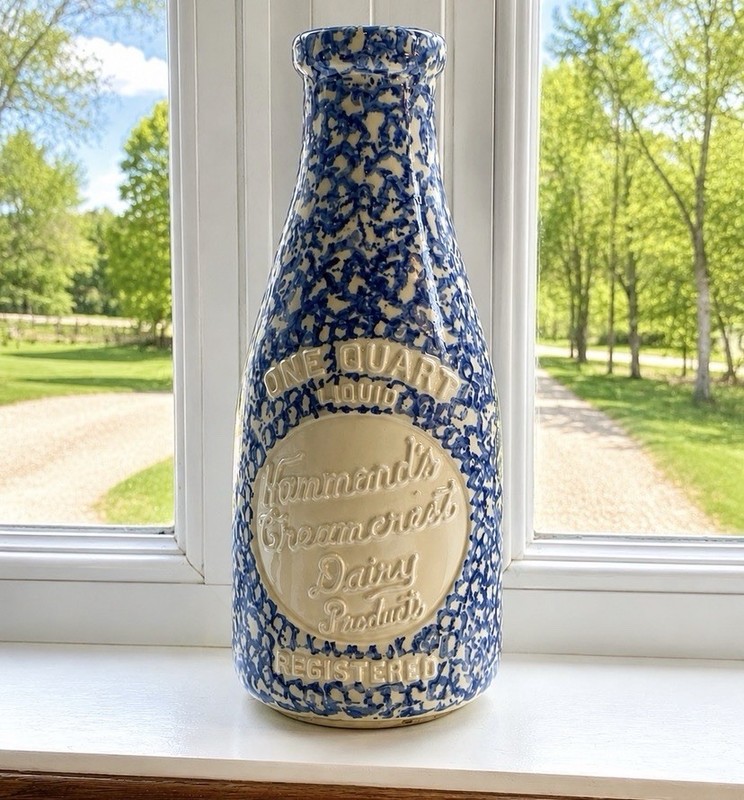 Cute Cottage Core Spongeware Dairy Bottle