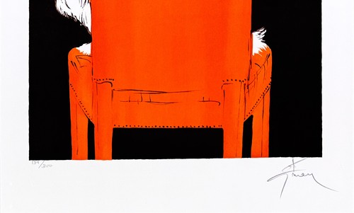 Rene Gruau "Le Petit Chien Sur Le Fauteuil" 1990 | Signed Lithograph | 35x31" - Picture 2 of 3