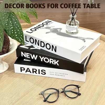 Set of 3 Faux Decorative Books for Home Decor, Coffee Table - Hardcover, Small