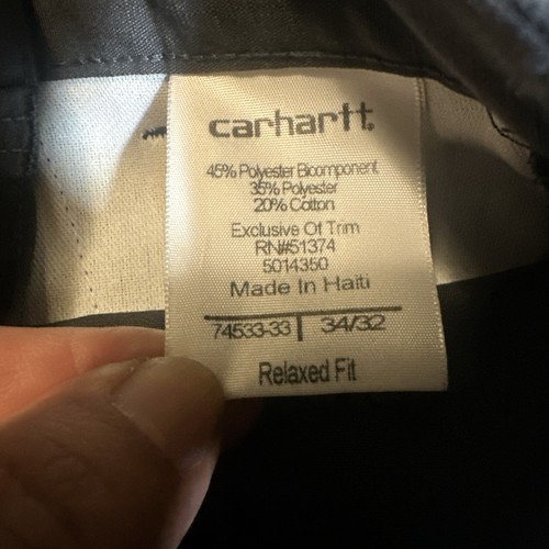 Lot Of 2 Carhartt Charcoal Gray Lightweight ripstop Work pants 34x32 Relaxed Fit - Picture 12 of 12