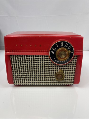 MCM Mid Century Philco C580 AM Tube Radio Red Color