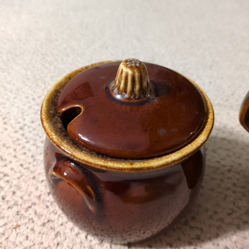 Vintage Rumpf Keramik braun Tropf Zucker und Milchkännchen Set - Bild 2 von 6