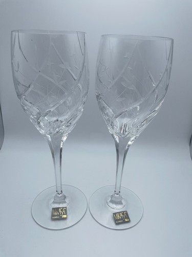 Mikasa Cassidy Crystal Water Wine Goblets Floral Glasses 9" T 10 oz S/ 2 C83 - Picture 14 of 19