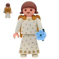 Playmobil figurine fille ange blanc/or ailes crèche médiévale lâche