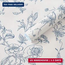 Peel and Stick Wallpaper Floral Vintage Stick on Wall Paper Blue and White Conta