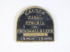 Caldon Canal Etruria To Froghall & Leek 19 Miles Brass Canal Plaque