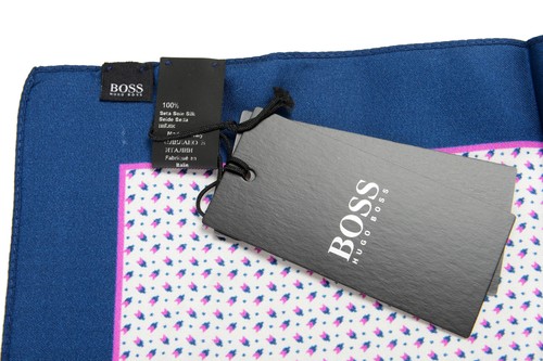 Hugo Boss Men's 100% Silk Multi-Color Geometric Print Pocket Square - Picture 3 of 4