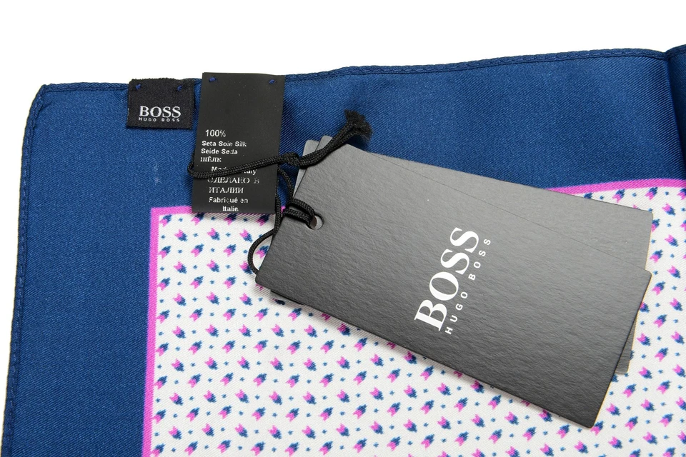 Pañuelo de bolsillo Hugo Boss para hombre 100 % seda estampado geométrico multicolor Foto 3 de 4
