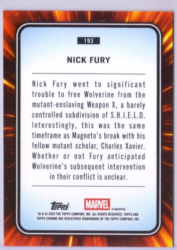 2025 Topps Chrome Marvel #193 Nick Fury - Picture 2 of 2