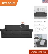 Sofa Cover Couch Slipcover for Dogs Pets Kids Elastic Protector Dark Gray Large