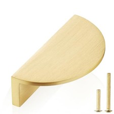 2-Pack Solid Brass Cabinet Pulls, Gold Half Moon Drawer Dresser Handles, 2