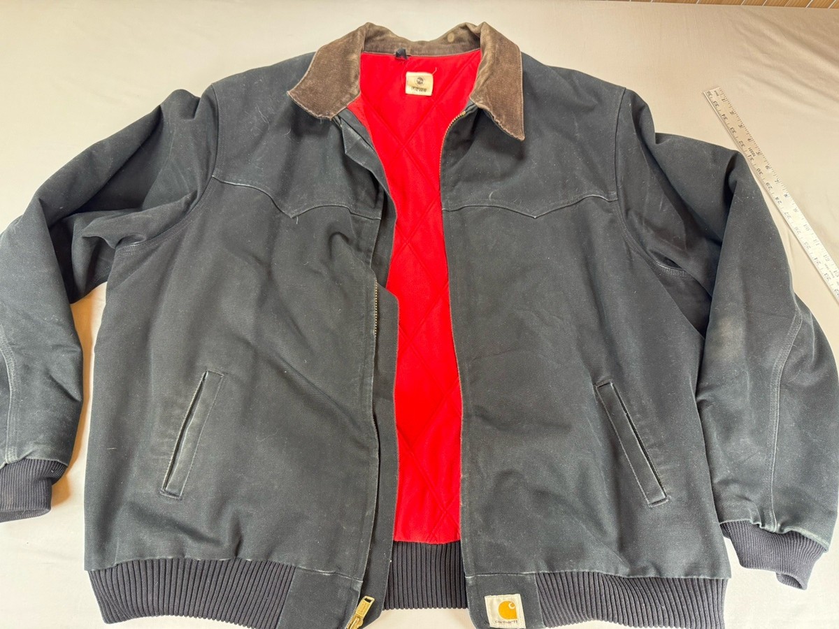 ★Carhartt Santa Fe Jacket M寸★USA J13 BLK Carhartt J13BLK Duck Santa Fe Quilt Flannel Lined Black Jacket