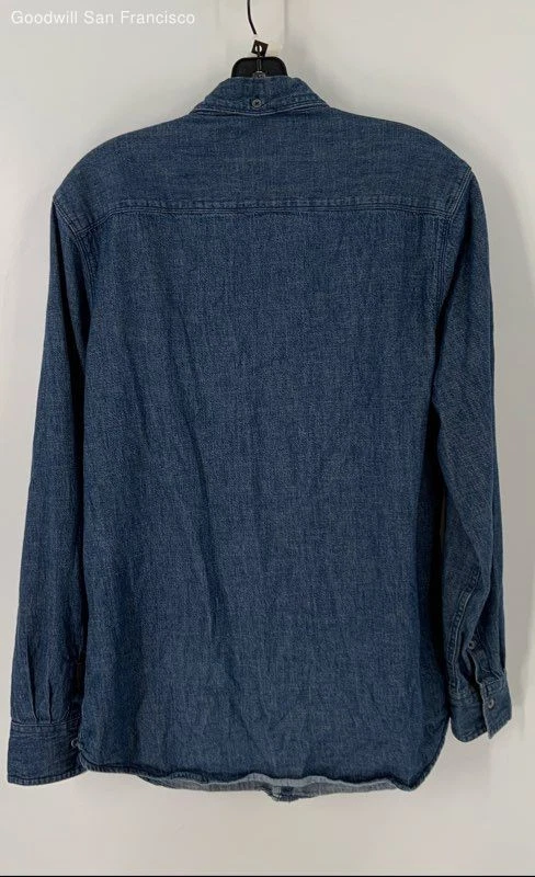 Kenneth Cole Slim Fit Size M Men Cotton Blend Denim Blue Basic Jacket - Image 2 of 4