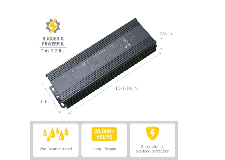 Armacost 120W 12V DC LED Driver, Universal TRIAC Dimmable Power Supply 841200 - Image 2 of 4
