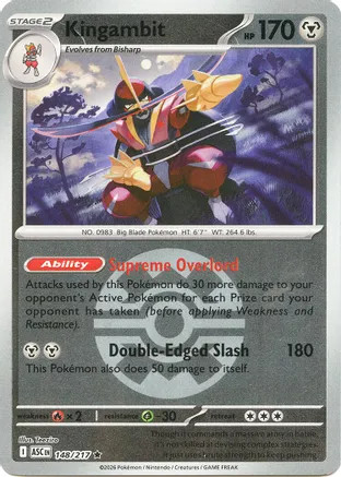 Kingambit (Quick Ball) 148/217 Rare ME: Ascended Heroes Pokemon Reverse Holo NM