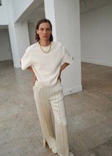 NWT Mango Satin pants with side openings, Vanilla color, size M