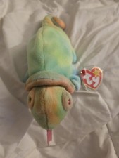 TY Beanie Baby - RAINBOW the Chameleon (Tie Dye) (9 inch) - MWMTs Stuffed Toy