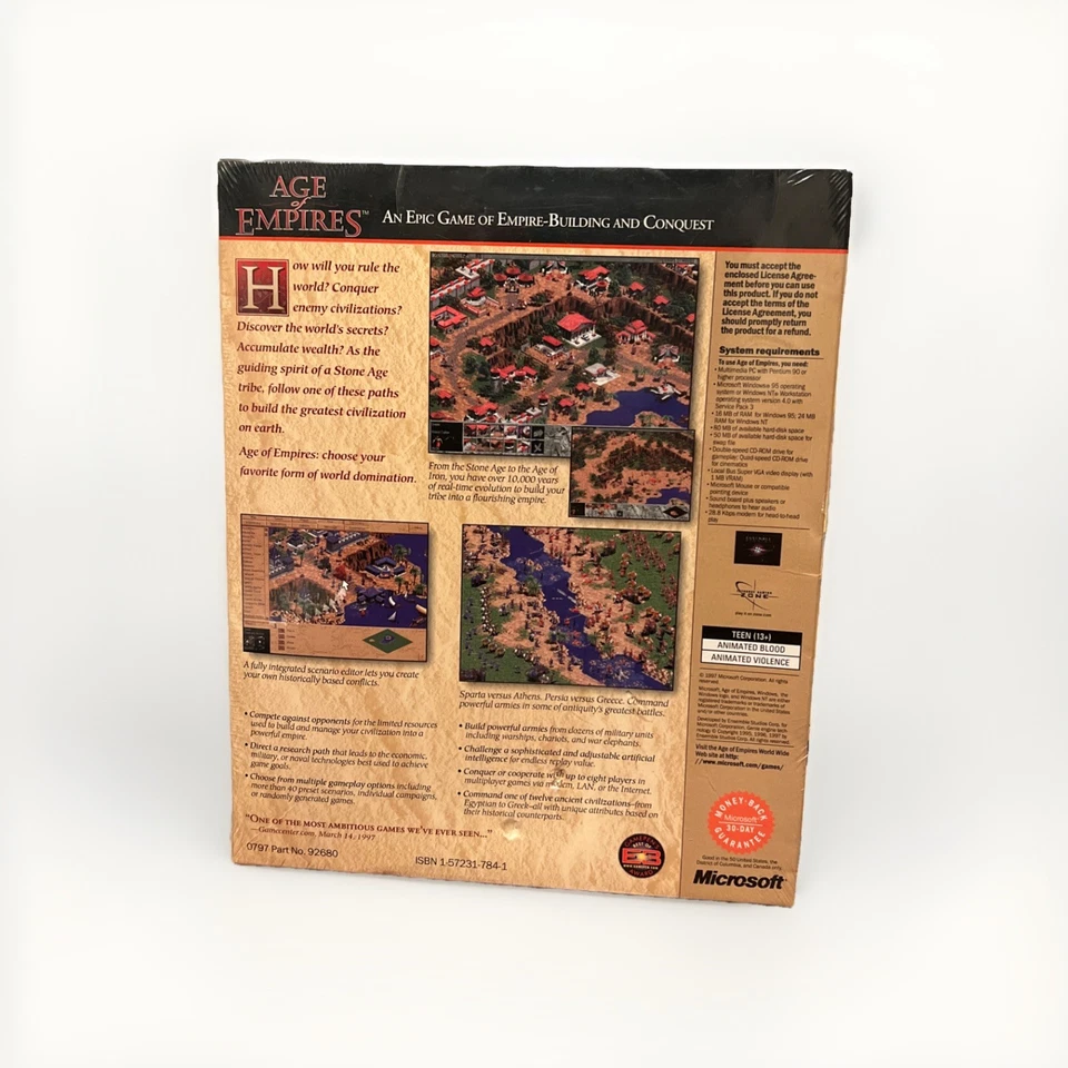 Age Of Empires 1997 Windows 95 PC Big Box, New, Sealed!! - Image 2 of 4