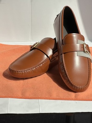 $875.00 Tod's Men's Gommino Polished Calf Brown Driving loafer 8.8-9 US/41.5 EU