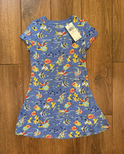 New Polo Ralph Lauren Girls 6 Blue Fish Graphic Knit T-Shirt Dress Short Sleeve