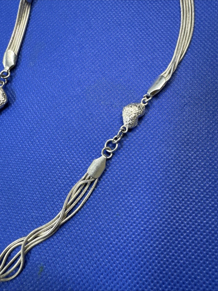 VINTAGE 925 Sterling Silver HEARTS Necklace 26.7g - Imagem 4 de 4