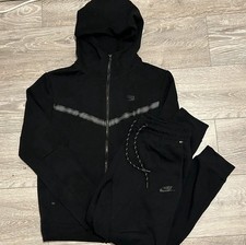 Nike Tech Fleece Set Mens Full Zip Hoodie Jogger Pants Set Black Medium