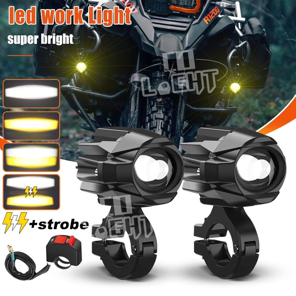 PAIR Motorcycle LED Work Light Pods Auxiliary Driving Fog Amber/White Lights 3"