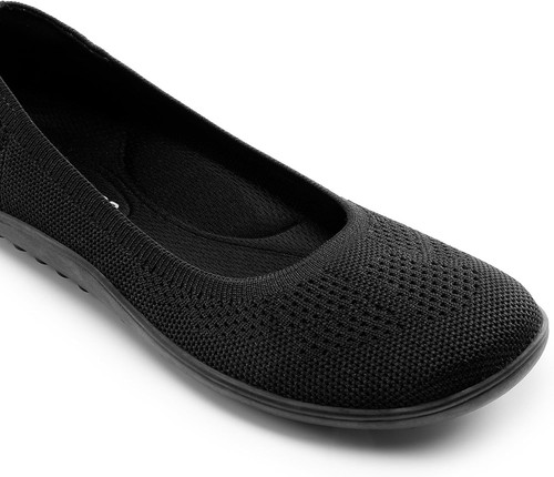 DREAM PAIRS Women's Ballet Flats, Wide Toe Box Knit Flats for Women 10, Black - Picture 4 of 8