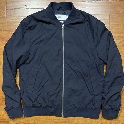 Closed Bomber Jacket Womens M Navy Blue 100% Virgin Wool Zip Luxury Minimal City