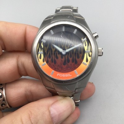 Fossil Big Tic Mens Watch 39mm Red Flame Animation JR-8115 New