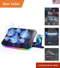 Upgarde Laptop Cooling Pad, RGB Lights Laptop Cooler 6 Fans for 15.6-17.3 Inc...