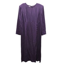 Vintage Talbots 100% Silk Button Detail Shift Maxi Dress Elegant Purple SZ 16