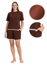 Damenpyjama, Gr&ouml;&szlig;e M, kurze Shorts, Kurzarm, Baumwolle, locker geschnitten